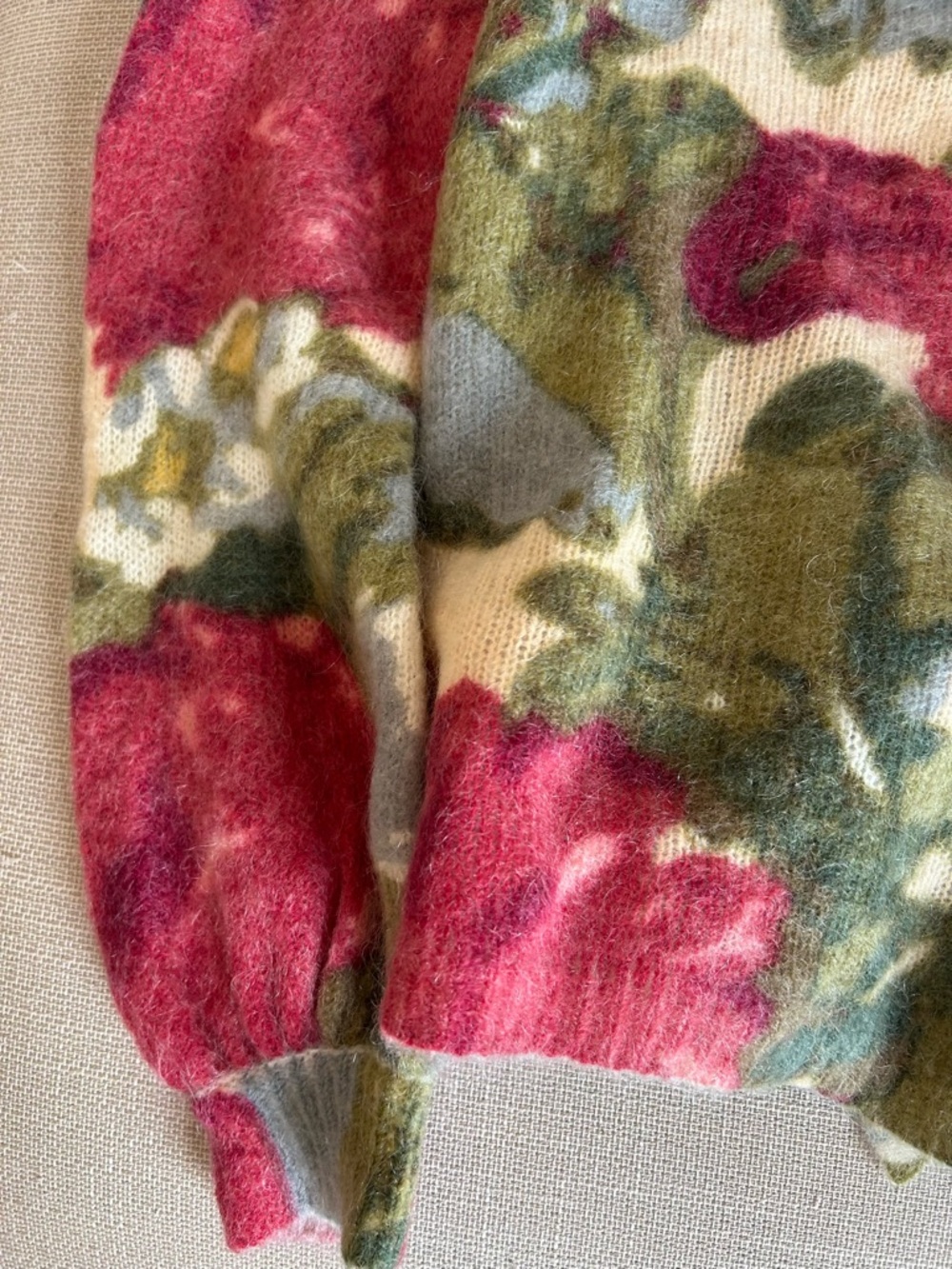 ✨ SALE✨ Sezane Alban Jumper Fleurs Velours Floral Mohair Sweater Knit French Sma - Picture 5 of 8